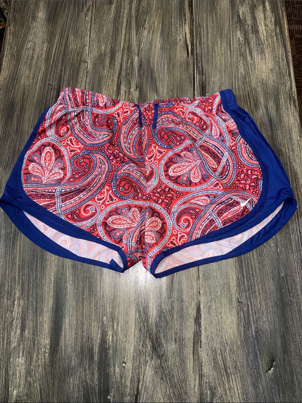 Nike Blue Shorts with Red Paisley Waistband